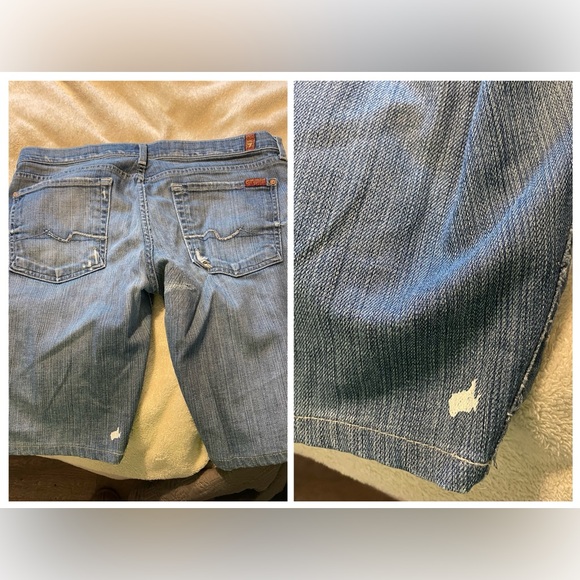 Distressed 7 For All Mankind Denim Shorts, Women’s Size 32 - Picture 11 of 15